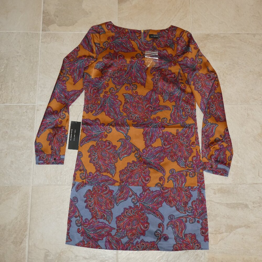 The Limited orange/gold paisley back-zip dress Size XS